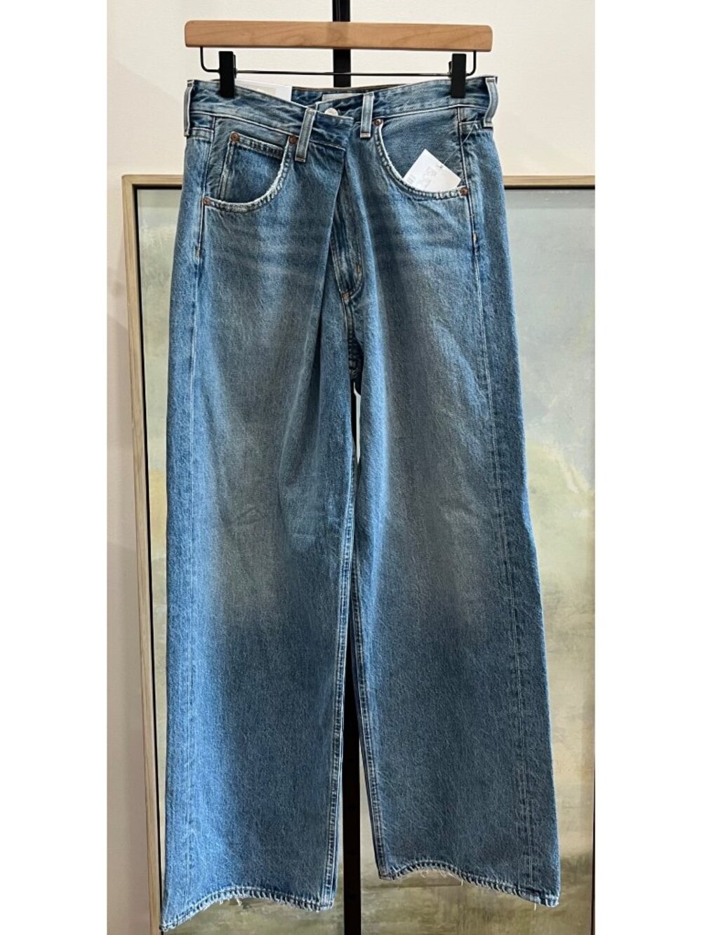 NWT Agolde Vana Criss Cross Fold Straight Leg Jeans Size 25 in Mantra Blue - Picture 5 of 7